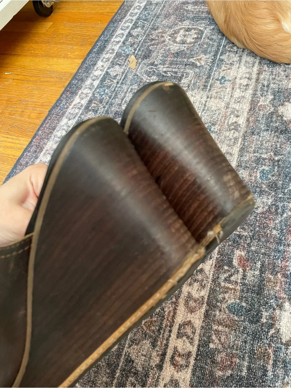 Leather wedge heels